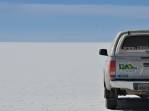 A Fiona em pleno Salar de Uyuni, na Bolívia